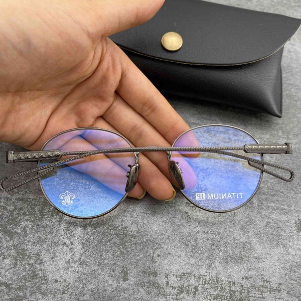 

krosin glasses pure titanium ultra light metal round frame for men and women, White;black