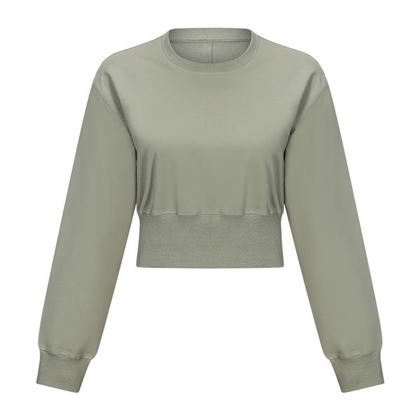 

lu-ds123 yoga clothes fashion women's round neck outdoor sports and leisure fitness long-sleeved breathable sweater with logo, White;red