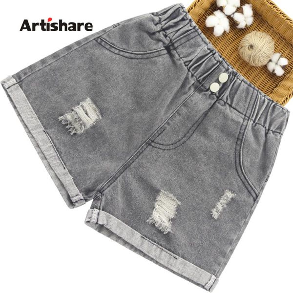 

big girls jeans hole short for cuffs denim kids summer children's clothes, Blue