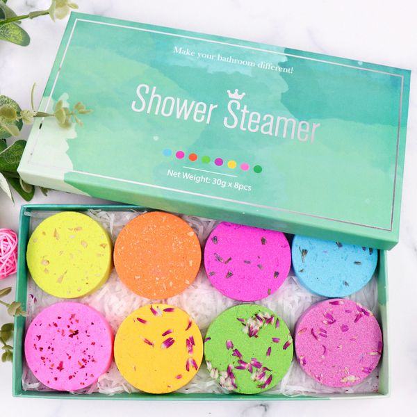 Doccia Steamer Tablets Olio essenziale Aromaterapia Bubble Bath Salt Block Lavanda Fiori secchi Fragranza Spa Bomba esfoliante Confezione regalo da 30 g per campione