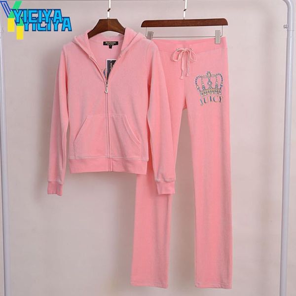 

women's two piece pants 2 set women tracksuits velour suit 2021 sweatshirt velvet zipper and winter, White