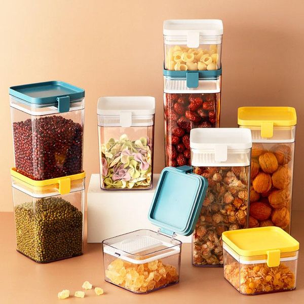 

storage bottles & jars food container plastic transparent moisture-proof tank kitchen refrigerator fresh-keeping box grain can