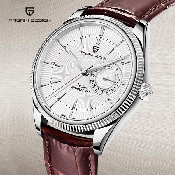 

wristwatches pagani design men quartz luxury sapphire glass business watches 200m waterproof stainless steel watch for, Slivery;brown