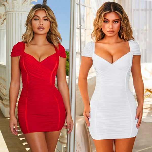 

dresses mesh patchwork bandage women 2021 arrival short sleeve draped bodycon summer vestidos party, Black;gray