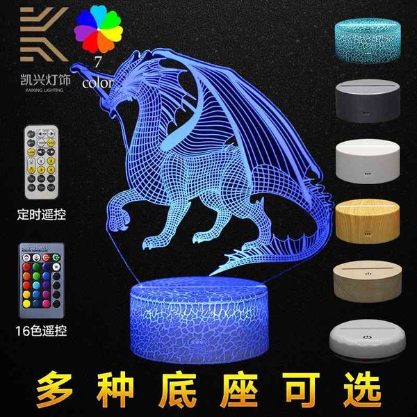 

dinosaur series colorful table led touch remote control creative gift 3d night lamp