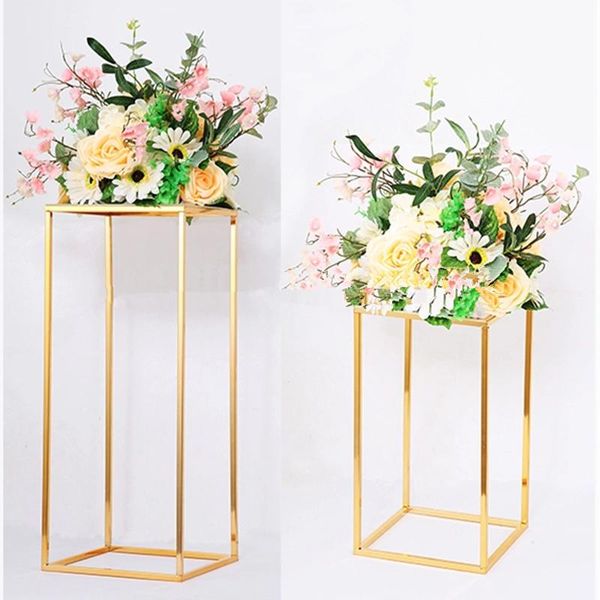 

party decoration 10pcs)gold aisle metal stand for flower arrangement wedding floor mental gloss gold stands