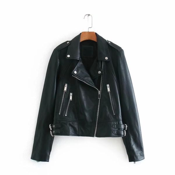 

women's jackets korean 2021 women pu leather england style zippers femme motobiker jacket coat woman black outerwear coats drop, Black;brown
