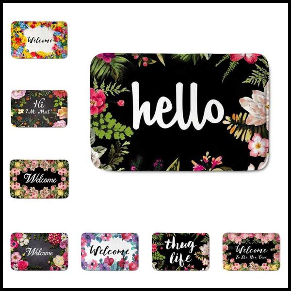 

carpets upetstory door mat entrance floor hello gorgeous flower designed funny indoor outdoor doormat anti-slip hallway bath