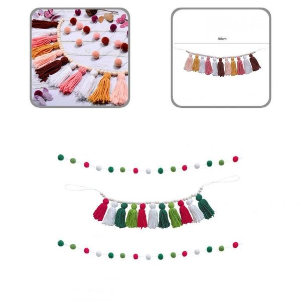 

party decoration wall hanging decor no odor pompom garland soft comfortable cute macrame