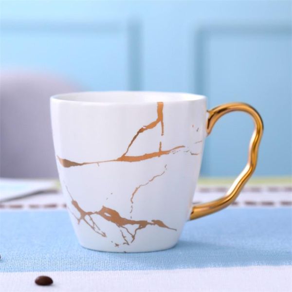 

mugs nordic ceramic light luxury golden handle marble coffee mug creative porcelain matte couple teacup simple breakfast milk cup
