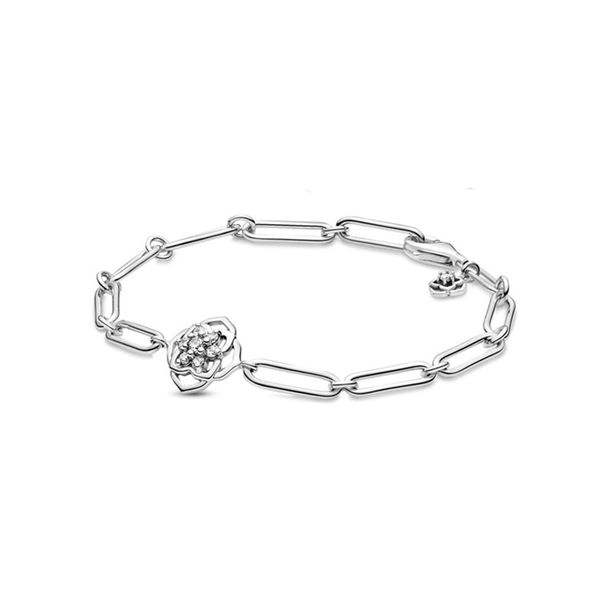 2021 Novo 100% 925 Sterling Silver 599409C01 Pulseira Clássica Clear CZ Cz Bead Fit DIY Original Moda Braceletes Fábrica Free Atacado Jóias Presente