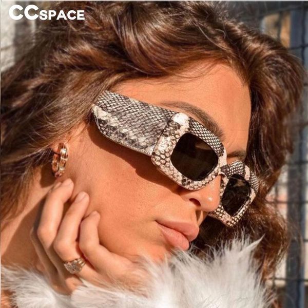 

sunglasses 53026 snake skin brown python women vintage rectangle brand designer sun glasses for female uv400 eyewear, White;black