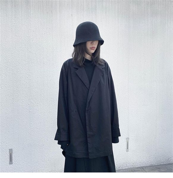 

women's trench coats autumn lady retro lapel cold wind long sleeve jacket in the youth contracted loose fashion trend, Tan;black