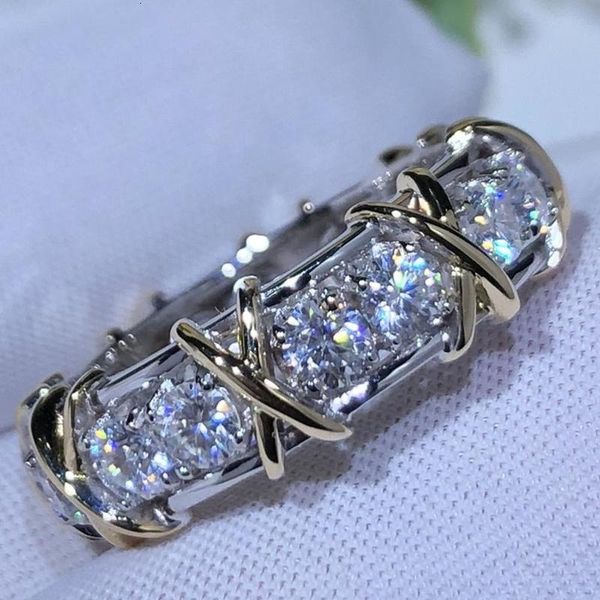 

charm 10k gold 4mm lab diamond ring 925 sterling silver jewelry engagement wedding band rings for women men party accessory gift, Golden;silver