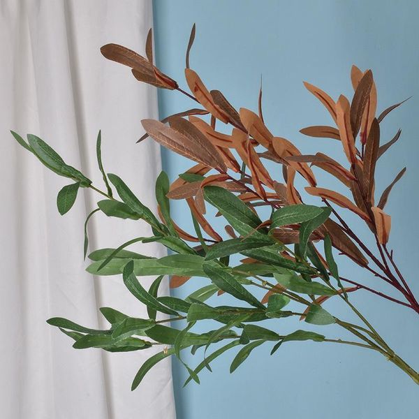 

decorative flowers & wreaths 3 pcs artificial olive branch fake plants wedding office decoration home-decor