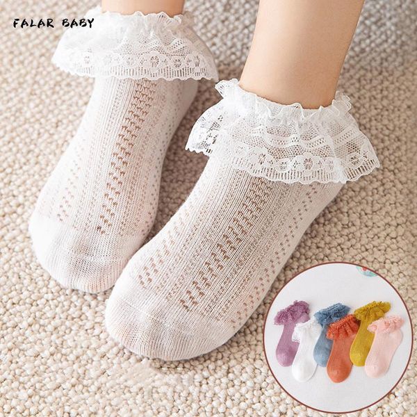 

0-5y children's socks spring and summer mesh thin baby girl lace cartoon cotton, Pink;yellow