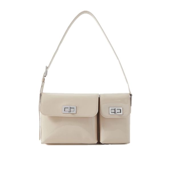 

billy shoulder bag glossed cowhide leather black cream baguette crossbody bags casual handbag for women big brand bf designer lady purses a7