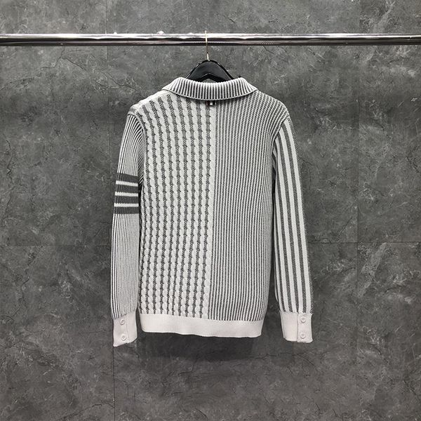 

men's sweaters fashion tb thom brand men women slim cardigans clothing patchwork striped wool thick autumn winter casual coat 365t, White;black