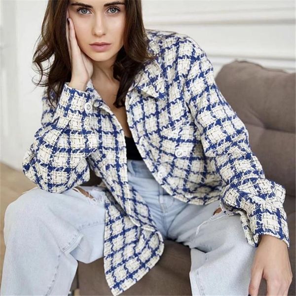 

women's jackets elagant houndstooth short plaid korean turn-down loose ol female's shirt coats casual outwear office ladies, Black;brown