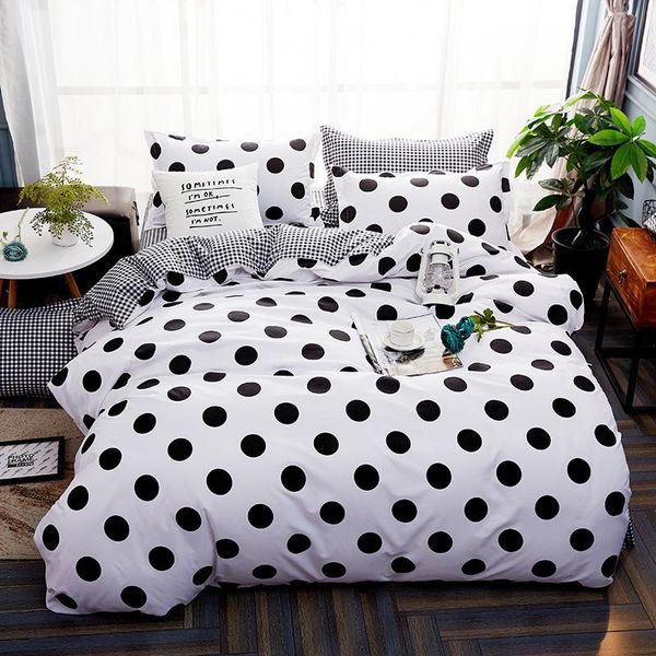

bedding sets duvet cover set 4 pieces white black dots pattern bedclothes include bed sheet pillowcase comforter for kids/oceania