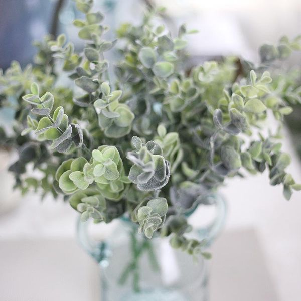 

decorative flowers & wreaths artificial eucalyptus succulent plant diy winter fake leaves white green wedding home decoration craft flower