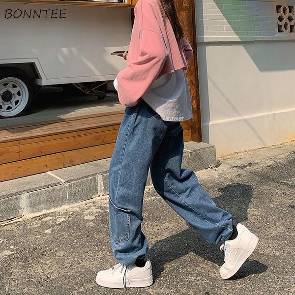 

jeans women ins loose harajuku denim trousers lady vintage stylish all-match aesthetic est feminino boyfriend straight daily women's, Blue