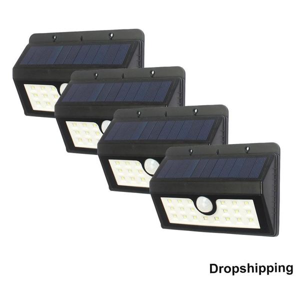 

solar lamps 1/2/4pcs led security power light 3 modes motion sensor ip66 waterproof wall lamp yard garden sconce