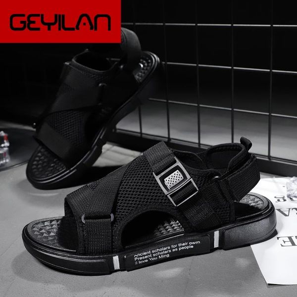 

sandals summer shoes men beach lightweight sandalias hombre soft flat slippers male outdoor anti-slip zapatillas men\x27s, Black