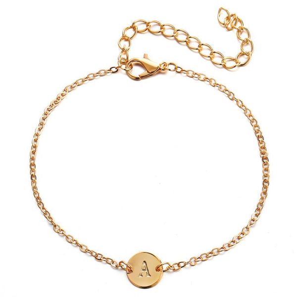 

charm bracelets fashion gold color letter bracelet bangle for women simple adjustable name pulseras mujer jewelry party gift, Golden;silver