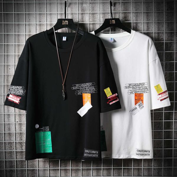 

men's shirt short sleeve t-shirt men's summer fashion brand, White;black