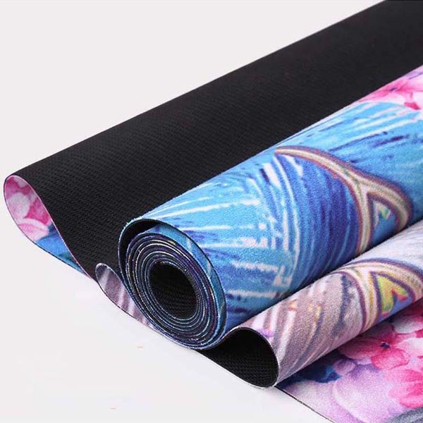 

non-slip printed yoga blanket suede professional natural rubber widen longer fitness gym travel portable pilates mat towel blankets