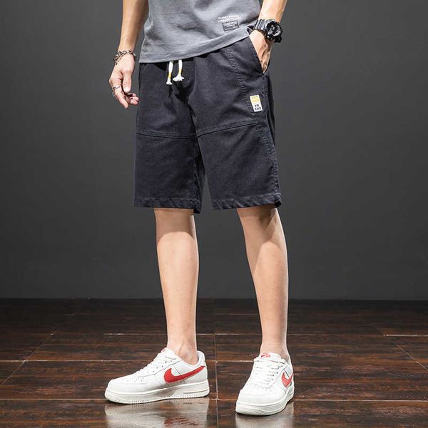 

men's pants plus size summer short men knee-length casual solid cotton straight bermuda baggy cargo shorts 6xl 7xl 8xl 2gxs, Black