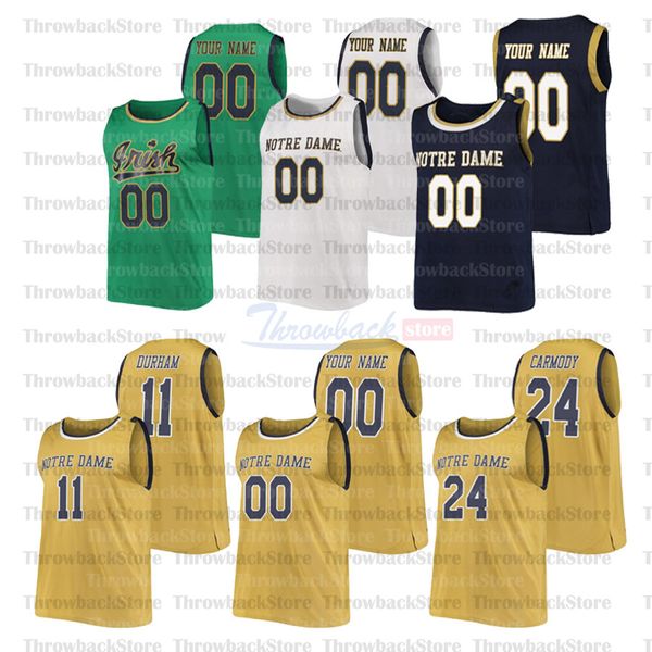 Personalizado Fighting Irish College Basketball Jerseys 33 John Mooney 10 TJ Gibbs 23 Dane Goodwin 3 Prentiss Hubb