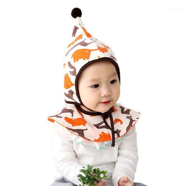 

caps & hats kids hat collar suits ball with ears of baby scarf sets two-piece saliva towel scarves cap accessories11, Yellow