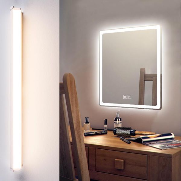 

mirrors backlit led illuminated bathroom anti-fog wall mirror with light and dimmer for salon