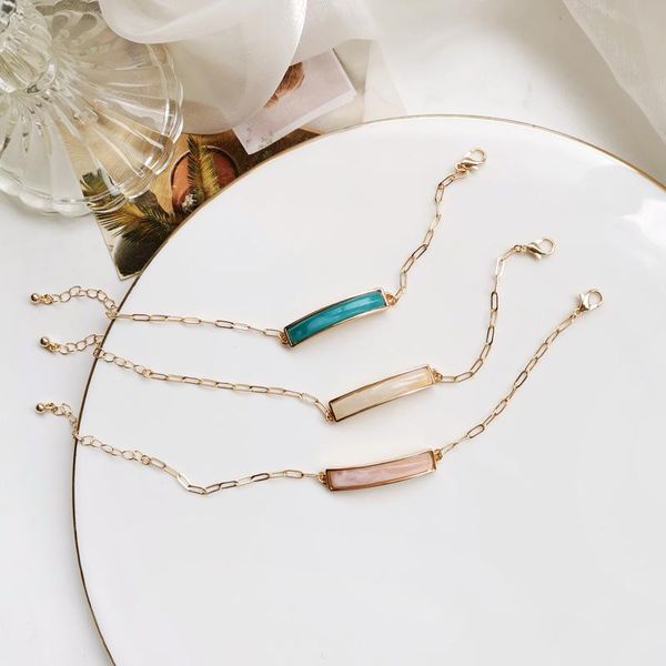 

charm bracelets trendy fashion id bar bracelet ins small crowd design delicate resin rectangular female 289, Golden;silver