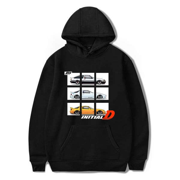 

manga initial d hoodie drift ae86 nissan r32 mazda rx-7 fc3s funny hoodie hip hop graphic sweatshirts poleron hombre streetwear, Black