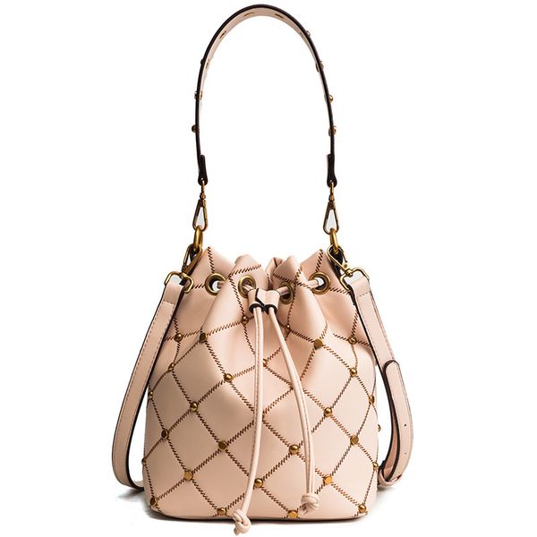 

womens plaid bucket bag shoulder bag women crossbody handbag good ladies leather wallet rivet