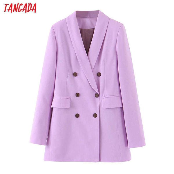 Тангада мода женские фиолетовый пиджак с длинным рукавом корея стиль женское пиджака офисные дамы по прибытии осенью туалет SL404 210609
