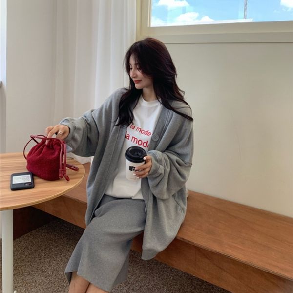 

sweater coat women 2021 new autumn stand collar long sleeve korean loose oversize solid color cardigan, Black