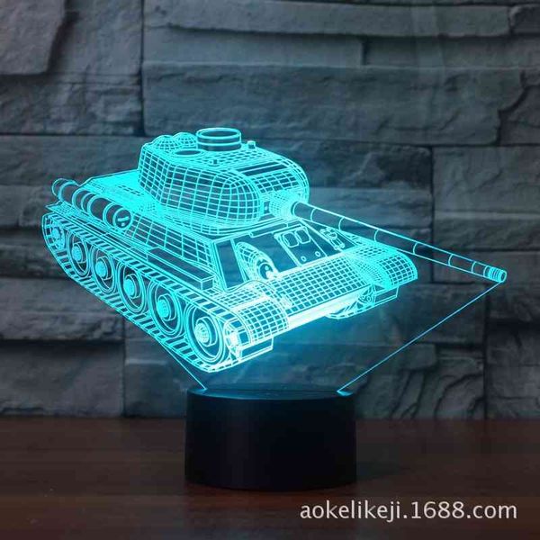 

2019 new product colorful tank 3d remote control night light christmas gift 3614