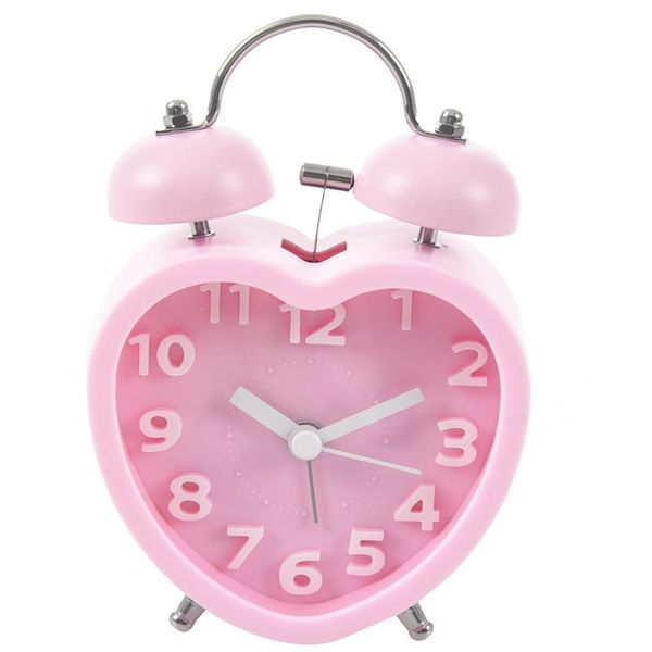 

other clocks & accessories cute small double-bell night light children mini quartz alarm clock heart (pink)