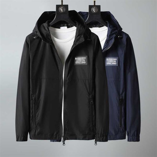 

Men's windbreaker coat 2021 spring hooded thin men's jacket, Black
