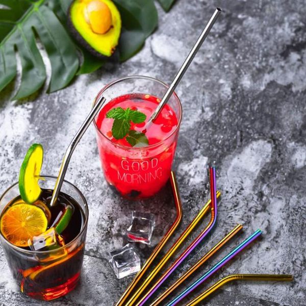 

drinking straws 50pcs eco-friendly reusable 304 stainless steel beverage milk tea metal bar accessory