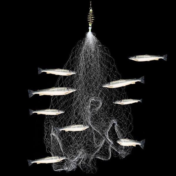 

9 11 mesh fishing net 5pcs copper spring shoal fish tackle hook pesca accessories