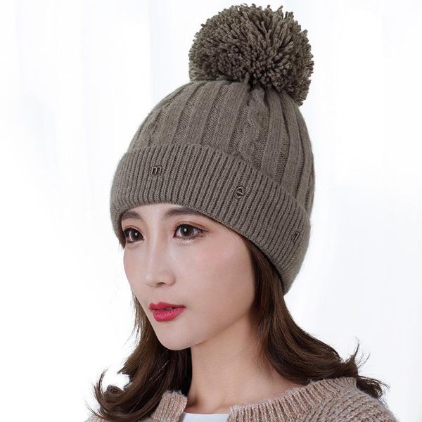 

beanie/skull caps cold autumn ear protection female hat fashion warm winter women sun knitted double keep cap, Blue;gray