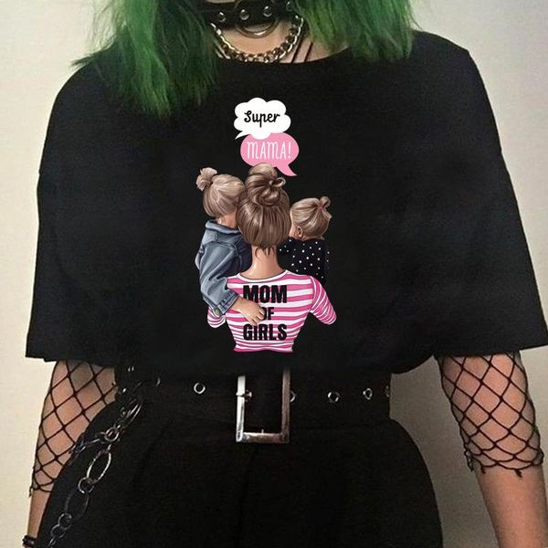 

women's t-shirt 2021 super mom t shirt harajuku mama tshirt vogue lady tee femme women mother's love print black, White