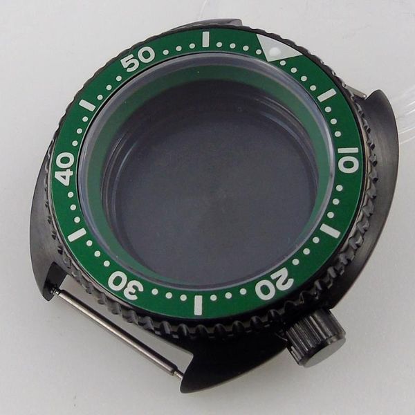 

repair tools & kits 45mm sapphire glass rotating bezel pvd coated green chapter rings watch case fit nh35 nh36 movement