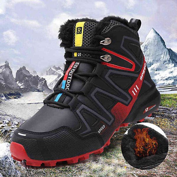 Moda Quente Caminhada Sapatos Masculino Inverno Neve Homens Sapatos Botas Táticas Escalada Montanha Tênis Combat Boots 211216