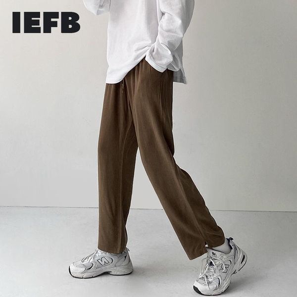 

autumn korean trend men's casual stright pants fashion elastic wait wide leg basic loose trousers for male 9y4373, Black